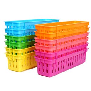 zzyfgh 12 pack pencil holder for kids desk, colorful pen baskets tray for organizing classroom supplies