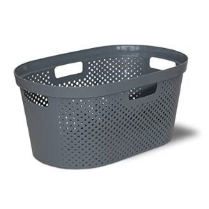 clorox laundry basket plastic - portable clothes hamper with handles - short storage bin for bedroom and baby nursery, 1 bushel, grey
