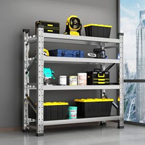 KINGBO Garage Shelving, 4 Shelf Adjustable Stainless Steel Industrial Storage Rack, 59" W x 20" D x 59" H Heavy Duty Industrial Shelving for Garage, Shop, Warehouse, Basement, Total Capacity 8,000 lbs