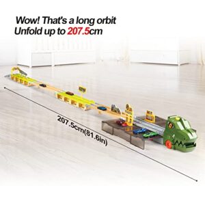 Dinosaur Cars Toys with 81.5inch Dino Track, Carrier Transport Dinosaur Truck with 6pcs Die-cast Cars Toys for Kids 3 4 5 6, Parking Lot Garage Kids Toys for Boys 3-5 5-7 Years Old Gift