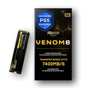 fantom drives venom8 2tb ssd nvme gen 4 m.2 2280 for ps5 storage expansion, gaming pc & laptops - up to 7400mb/s - 3d nand tlc 2tb m.2 (vm8x20)