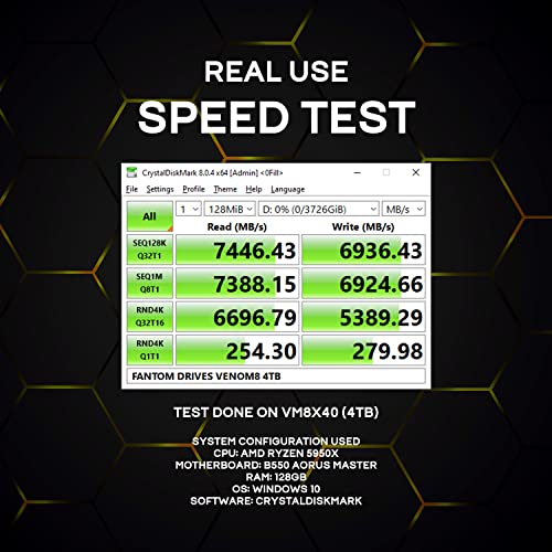 Fantom Drives VENOM8 2TB SSD NVMe Gen 4 M.2 2280 for PS5 Storage Expansion, Gaming PC & Laptops - Up to 7400MB/s - 3D NAND TLC 2TB M.2 (VM8X20)