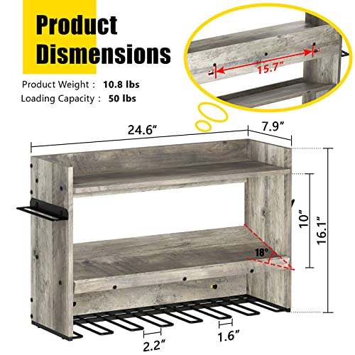 Bowdanie Power Tool Organizer, Drill Storage Wall Mount with 7 Slots, Garage Organizers and Storage, 3 Layers Drill Holder, Tool Storage Rack for Cordless Drills Charging Station Screwdriver Workshop