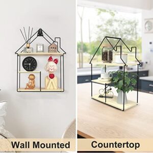 Allinside Floating Shelves Kids Bookshelf Wall Mounted, 3 Tier Hanging Bookshelf Wall Storage Shelves Geometric Home Decor Shelves for Baby Teen Boys Girls Bedroom Bathroom Toy and Decor Storage