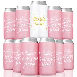 youyole 12 pcs disco bachelorette party can sleeves let's go girl beverage cowgirl coolers bride insulated beer cooler for bridal shower supplies favors decorations, 5.12 x 3.54 inches