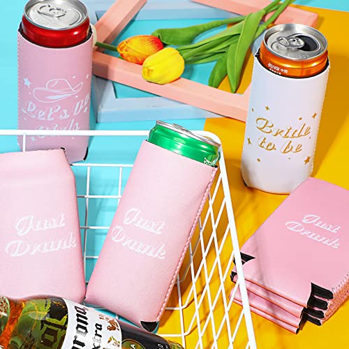 Youyole 12 Pcs Disco Bachelorette Party Can Sleeves Let's Go Girl Beverage Cowgirl Coolers Bride Insulated Beer Cooler for Bridal Shower Supplies Favors Decorations, 5.12 x 3.54 inches