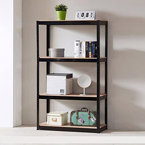 4 Tier Metal Shelving Unit Adjustable Garage Storage Utility Rack Heavy Duty Shelves Organization Multipurpose Shelf Warehouse Basement Kitchen Living Room Pantry - 31.49" x 14.47" x 59” Black