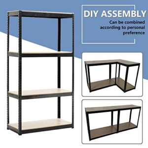 4 Tier Metal Shelving Unit Adjustable Garage Storage Utility Rack Heavy Duty Shelves Organization Multipurpose Shelf Warehouse Basement Kitchen Living Room Pantry - 31.49" x 14.47" x 59” Black