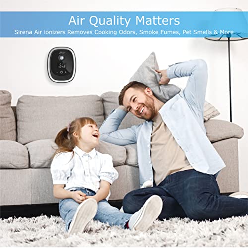 Sirena Air Ionizers for Home Negative Ion Filtration System, Quiet Air Freshener for Bedroom, Kitchen, Removes Odors, Smoke, Dust, Pets, Mini Ionic Air Purifier w/ built in Clock and Night Light (1)