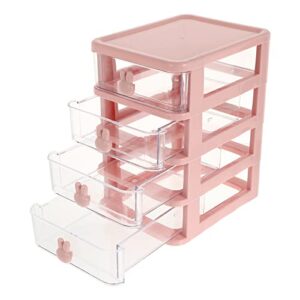 Tofficu 4 Drawer Plastic Storage, Clear Clear Plastic Drawers Storage, 5.3 * 6.7 * 8.3inch Drawer Plastic Drawer Desktop Storage for Craft Organizers And Storage