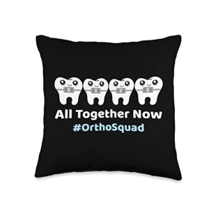 jade & harlow orthodontist office staff/all together now ortho squad throw pillow, 16x16, multicolor