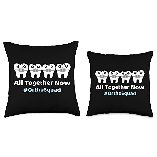 Jade & Harlow Orthodontist Office Staff/All Together Now Ortho Squad Throw Pillow, 16x16, Multicolor