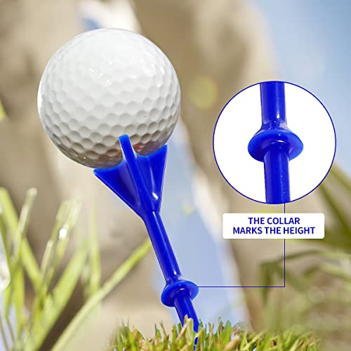 ENHUA GOLF Tees Plastic 60 Count,3 1/4 Inch Long Frictionless Unbreakable Step Tee Bulk Colored Tees Reduce Friction & Side Spin(Mixcolor)