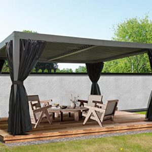 Domi Louvered Pergola 10' × 13', Outdoor Aluminium Pergola with Adjustable Roof, Curtains and Netting, Hardtop Gazebo for Patio, Deck, Garden, Yard, Beach(Gray)