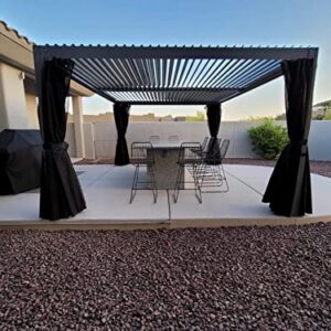 Domi Louvered Pergola 10' × 13', Outdoor Aluminium Pergola with Adjustable Roof, Curtains and Netting, Hardtop Gazebo for Patio, Deck, Garden, Yard, Beach(Gray)