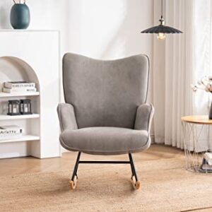 Devion Furniture Shaman Rocking Chair, Wood,Gray 26D x 31W x 37H in