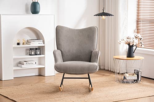 Devion Furniture Shaman Rocking Chair, Wood,Gray 26D x 31W x 37H in
