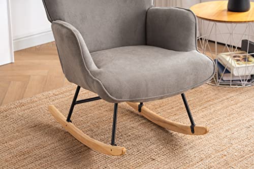 Devion Furniture Shaman Rocking Chair, Wood,Gray 26D x 31W x 37H in