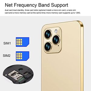 Unlocked Smartphones, I14 Pro Max Android 11, 128GB Unlocked Smart Phone 6.1inch HD Full Screen Phone Dual SIM Card Mobile Cellphones, Face ID Unlocked Cell Phone 4G with 4000mAh Large Battery(gold)