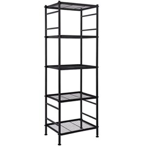 5-wire shelving metal storage rack shelves, standing storage shelf units for laundry bathroom kitchen pantry closet(black)