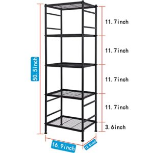 5-Wire Shelving Metal Storage Rack Shelves, Standing Storage Shelf Units for Laundry Bathroom Kitchen Pantry Closet(Black)