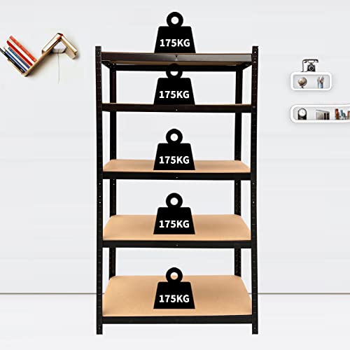 ANSIMIDA 5-Tier Metal Shelving Unit Adjustable Garage Storage Utility Rack Heavy Duty Shelves Organization Multipurpose Shelf Warehouse Basement Kitchen Living Room 35" L×16" W ×71" H, Black