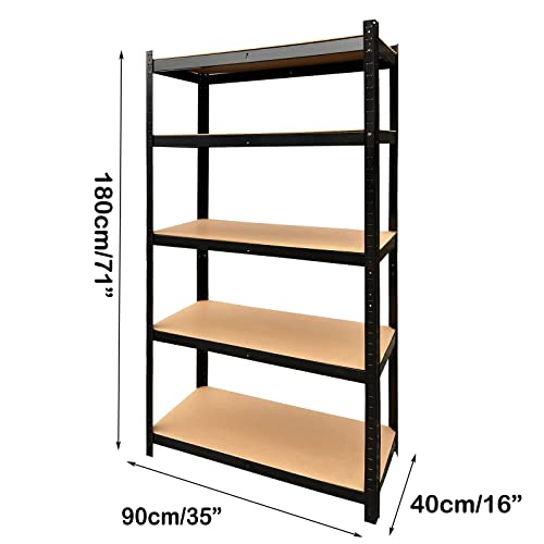 ANSIMIDA 5-Tier Metal Shelving Unit Adjustable Garage Storage Utility Rack Heavy Duty Shelves Organization Multipurpose Shelf Warehouse Basement Kitchen Living Room 35" L×16" W ×71" H, Black