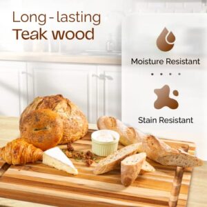 Yes4All Durable Teak Cutting Board for Kitchen, [24''L x 18''W x 1.5” Thick],Extra Large Edge Grain Wood Cutting Boards with Juice Groove, Hand Grips, Reversible