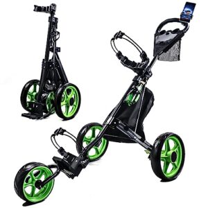 how true golf push cart, foldable golf cart,golf bag cart with foot brake & phone holder & cooler bag