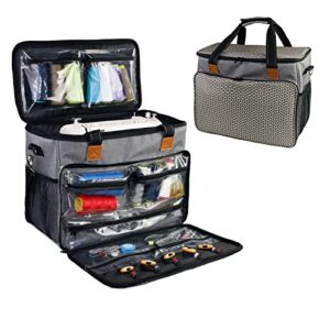 kungfuking universal sewing machine carrying case, sewing machine bag with multiple pockets, sewing storage case travel tote bag for singer, brother, janome etc sewing machine