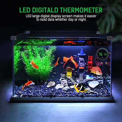 PAIZOO Fish Tank Digital Thermometer Accurate LED Display to ±0.9°F Tank Thermometer Aquarium Temperature Measurement Suitable for Fish, Axolotl, Turtle or Aquatic