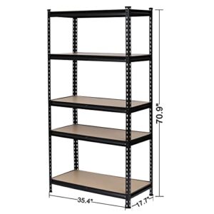 Karl home Garage Shelving Heavy Duty, 5-Tier Wide Size Adjustable Metal Shelving Unit Utility Rack Organization for Garage Pantry Basement, 2000lbs,35.4" L x 17.7" W x 70.9" H, Black