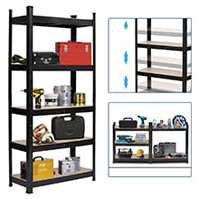 Karl home Garage Shelving Heavy Duty, 5-Tier Wide Size Adjustable Metal Shelving Unit Utility Rack Organization for Garage Pantry Basement, 1900lbs, 29.5" L X 11.8" W X 59.1" H, Black