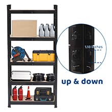 Karl home Garage Shelving Heavy Duty, 5-Tier Wide Size Adjustable Metal Shelving Unit Utility Rack Organization for Garage Pantry Basement, 1900lbs, 29.5" L X 11.8" W X 59.1" H, Black