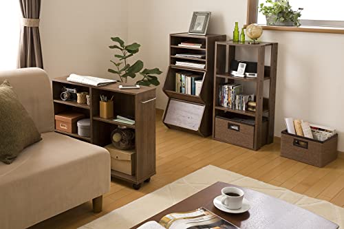 IRIS USA 3 Tier Height Adjustable Wooden Bookshelf, Simple Wide Bookcase, Natural Shelving, Dark Oak