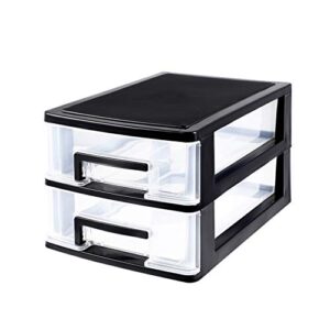 besportble 2 drawer plastic storage: plastic storage drawers plastic storage bins with drawers, multifunction clear storage cabinet organizer desktop storage