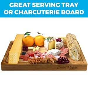 Extra Large Acacia Wood Cutting Board - Large Wooden Cutting Board for Kitchen w/Juice Grooves and Handles - Best Kitchen Cutting Boards for Chopping and Slicing or as a Charcuterie Plate