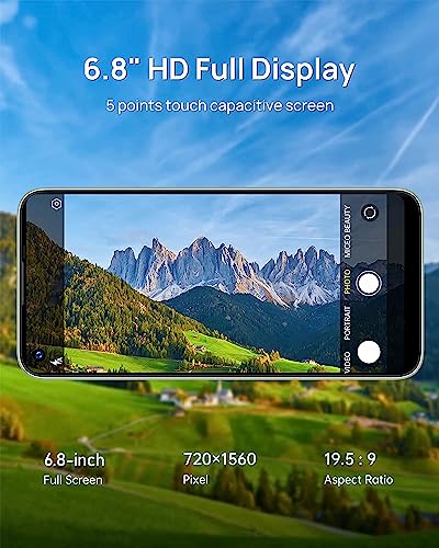 SANSHREUNI C21 Pro Android 12 5G Unlocked Smartphone, 6.8" HD Screen Unlocked Cell Phone, 4GB+256GB, 108MP Main Camera 6500mAH Battery Dual Analog Face/Fingerprint ID OTG