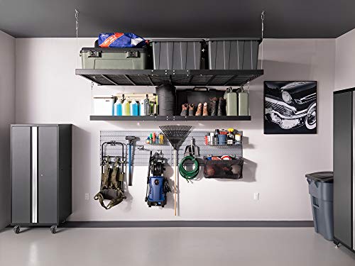 NewAge Products Pro Series Black 2 ft. x 8 ft. Wall Mounted Steel Shelf, Garage Overheads, 40406 & NewAge Products Pro Series Black 2'. x 4'. Wall Mounted Steel Shelf, Garage Overheads, 40404