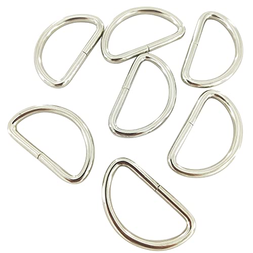 SORTUMOLA 50pcs Metal D Ring Non Welded Loop D-Rings for Bag, Buckle,Straps, Belt, Backpack DIY Accessories Silver (32mm) PT355