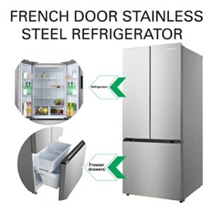 Hamilton Beach HBF1770 French Door Counter Depth Refrigerator with Freezer Drawer, 17.7 cu ft, Stainless Steel (Full Size)