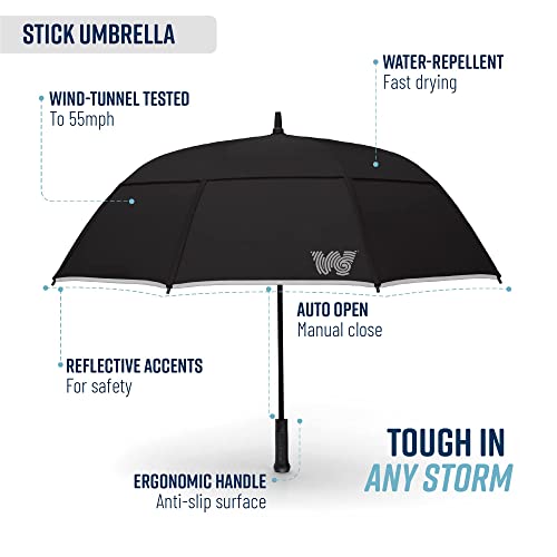 Weatherman Umbrella - Stick Umbrella - Windproof Umbrella Resists Up to 55 MPH Winds - (Sage)