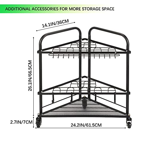 tonchean Garden Tool Organizer With Wheels Iron Corner Tool Storage Rack Rolling Corner Tool Storage Rack Easy To Install For Shed, Garage, Garden, Black