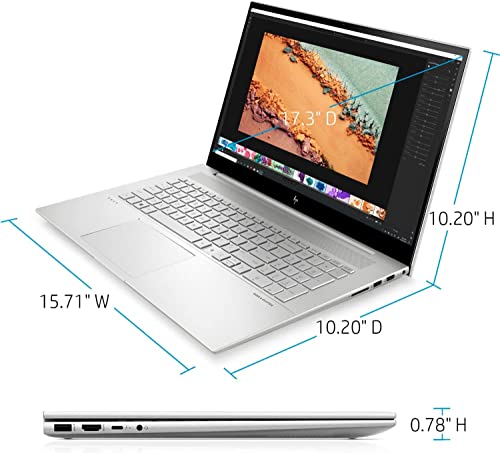 HP Envy 17 Laptop, 17.3" FHD Touchscreen Display, 12th Gen Intel Core i7-1255U, 16GB RAM 1TB SSD, Wi-Fi, Webcam, Backlit Keyboard, Fingerprint Reader, Windows 11 Home, Silver