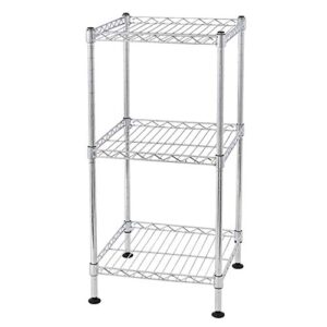 qxdragon 3-tier steel wire shelving tower,wire shelving metal storage rack adjustable shelves for bathroom and kitchen, adjustable shelving, nsf wire shelving