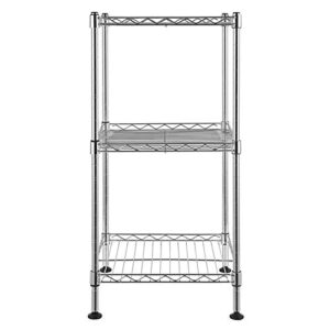 QXDRAGON 3-Tier Steel Wire Shelving Tower,Wire Shelving Metal Storage Rack Adjustable Shelves for Bathroom and Kitchen, Adjustable Shelving, NSF Wire Shelving