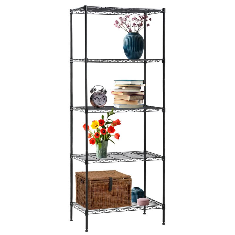 MGHH Wire Rack Shelving, Metal Rack Organizer Heavy Duty Wire Rack Basement Storage Unit Rack Utility for Bathroom Office Kitchen (Black, 14" D x 24" W x 60" H)