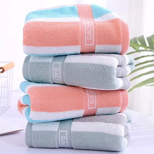 PUPOPIK 100% Cotton Bath Hand Towels, Fashion Striped Face Towel, Highly Absorbent Soft Luxury Towel for Bathroom,Set of 2, 14 x 30 Inch (Blue-Pink Stripe)