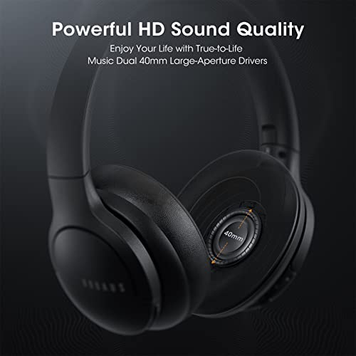 DOQAUS Upgraded Bluetooth Headphones Wireless Over Ear, 80H Playtime Bluetooth 5.3 Wireless Headphones with 3 EQ Modes, Built-in HD Mic, HiFi Stereo Sound,Deep Bass,Memory Foam Ear Cups for Phone/PC