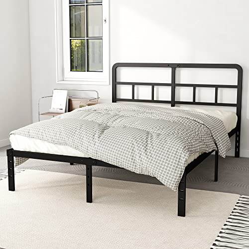 DiaOutro 14 Inch Queen Bed Frame with Headboard No Box Spring Needed, Heavy Duty Metal Queen Size Platform with Steel Slat, Mattress Foundation, Easy Assembly, Noise Free, Black